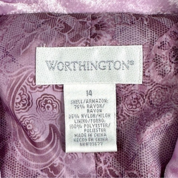 VTG Lavender Velour Tailored Blazer Size 14 Romantic Officecore Soft Glam 90's - Picture 8 of 9